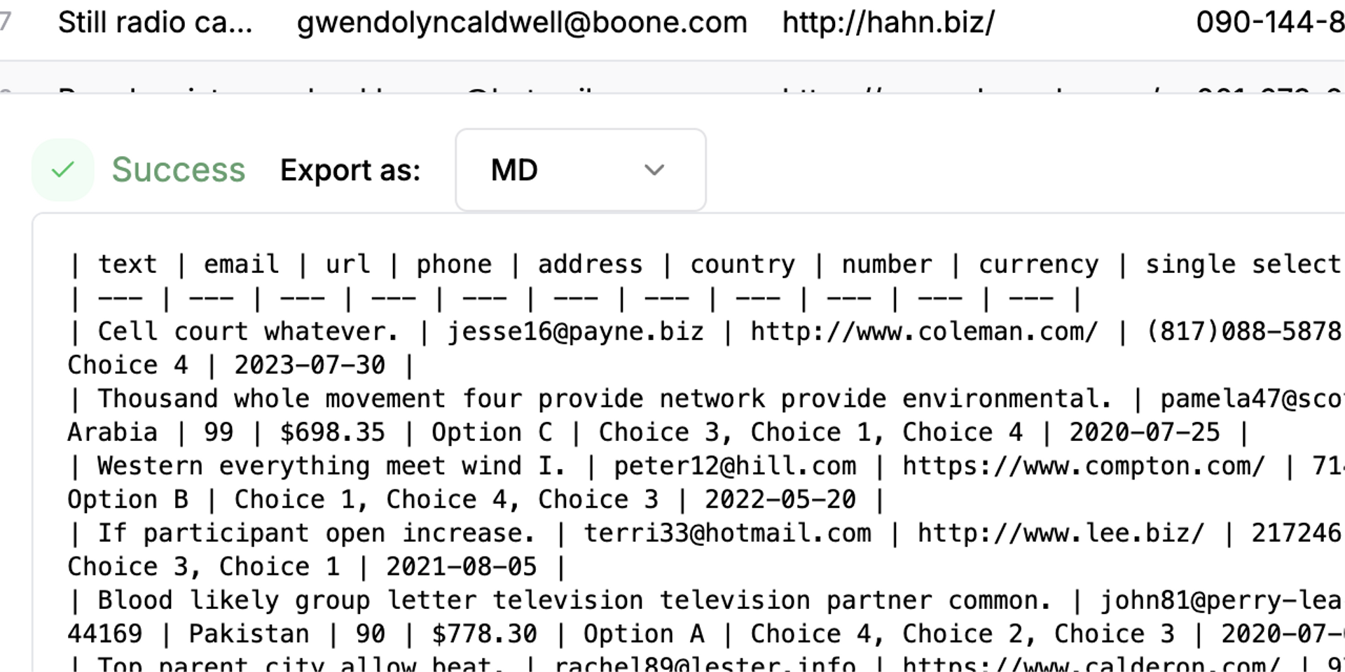 CSV to Markdown tool